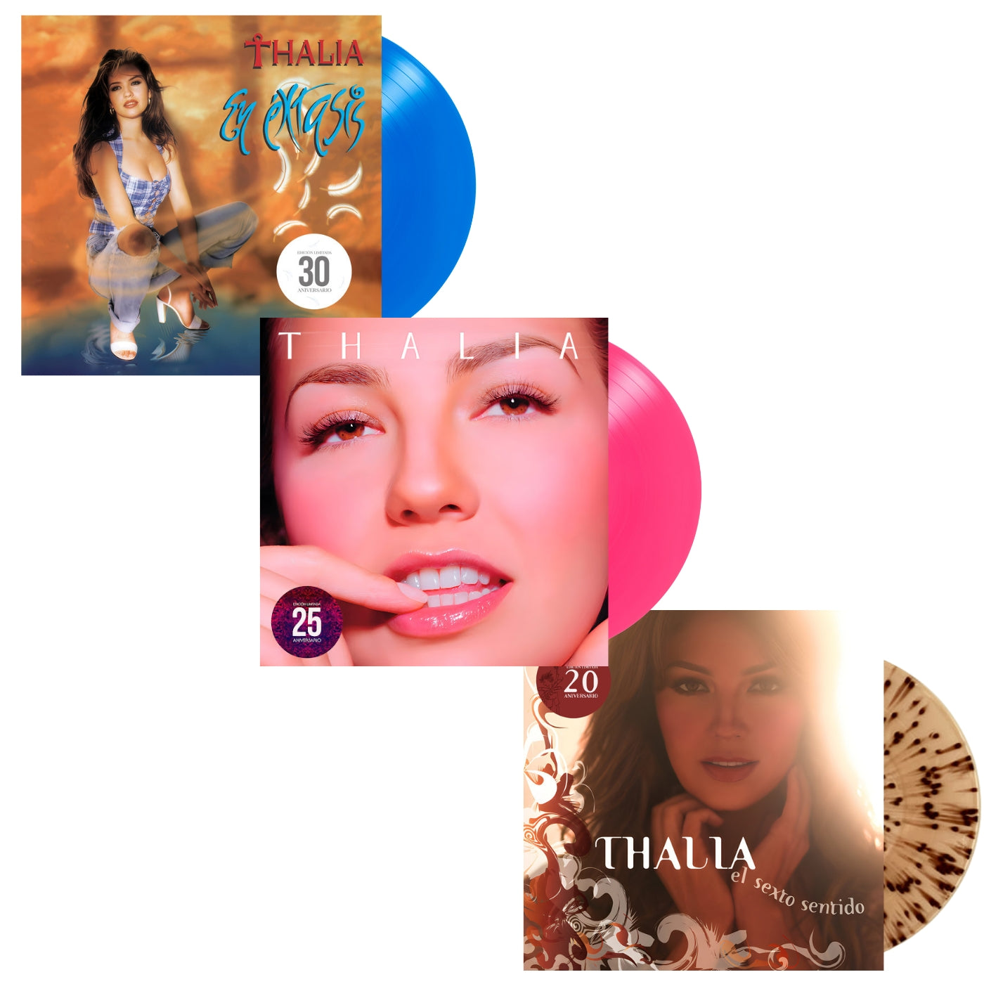 THALIA / SET DE VINILOS DE ANIVERSARIO: EN EXTASIS / ARRASANDO / EL SEXTO SENTIDO